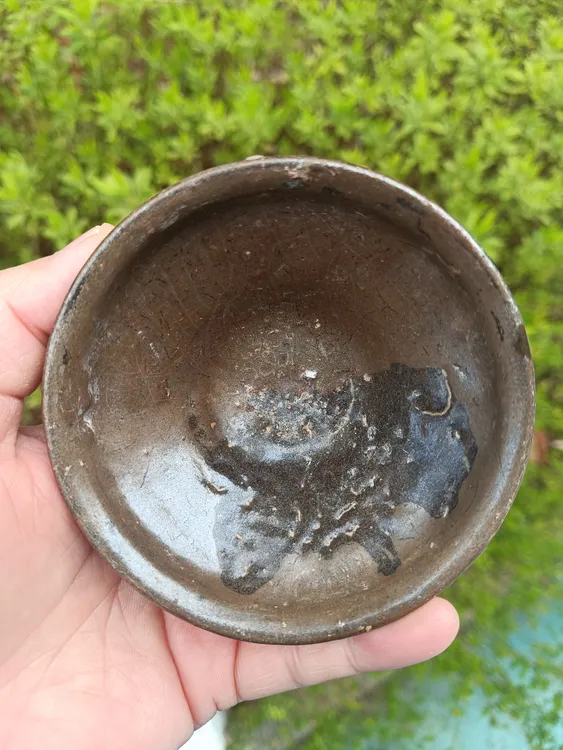 ​特色黑熊盏，福清窑宋建盏，束口器型，全品，圆平正。