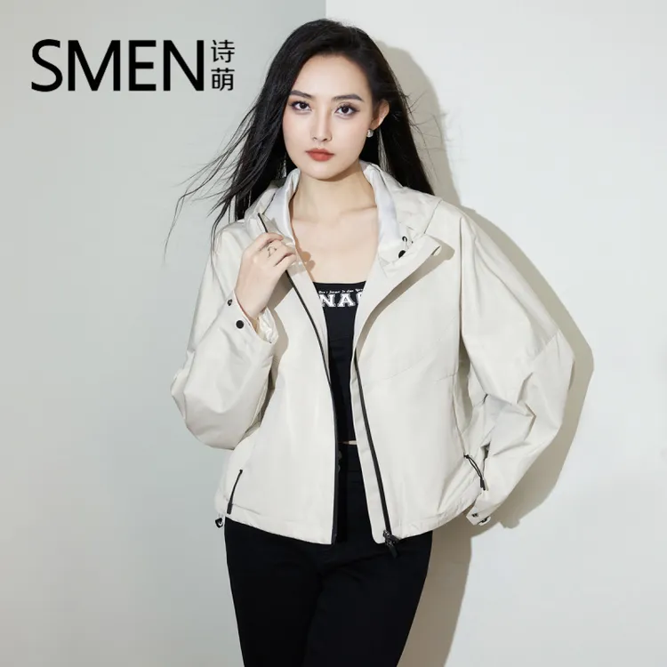 诗萌休闲连帽工装外套女秋季新款运动防风户外登山服短款女士上衣