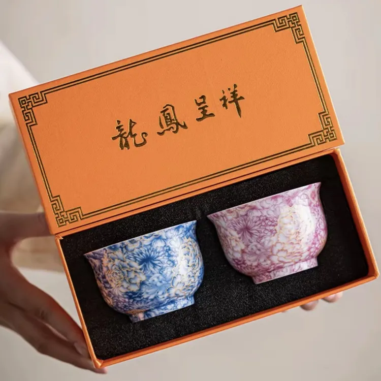 LH47-珐琅彩主人杯情侣对杯礼盒装茶碗