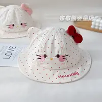 宝宝帽子春秋薄款渔夫帽婴儿秋季遮阳防晒帽儿童女可爱kt猫太阳帽