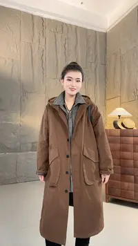 素格 【1535】冬季新款宽松复古百搭中长款棉衣棉服连帽女