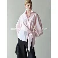 Mogas【达人专属】造型感精梳棉系带围裹收腰上衣金属圆环衬衫外套