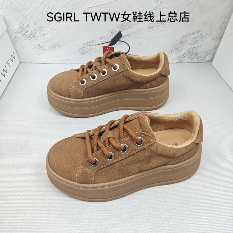 SGIRL TWTW韩版厚底增高小白鞋女2025秋季新款百搭松糕底休闲板鞋