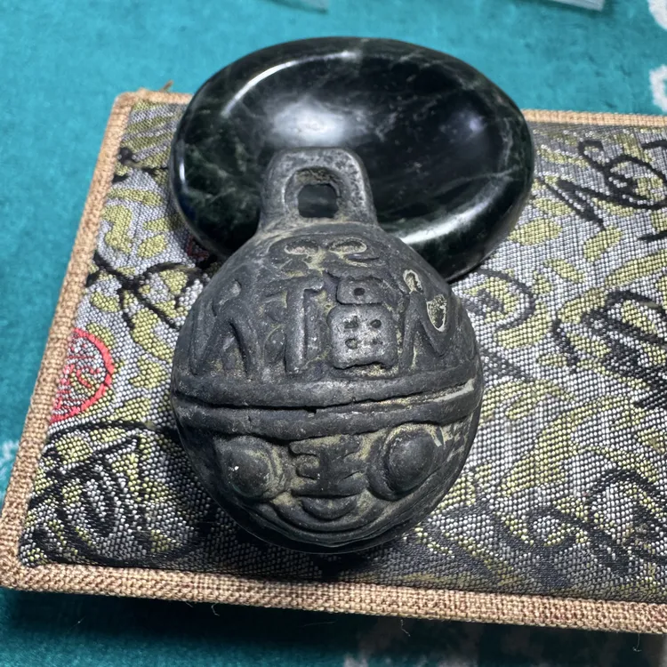 复古精致铜制福寿虎头铃古玩收藏佳品