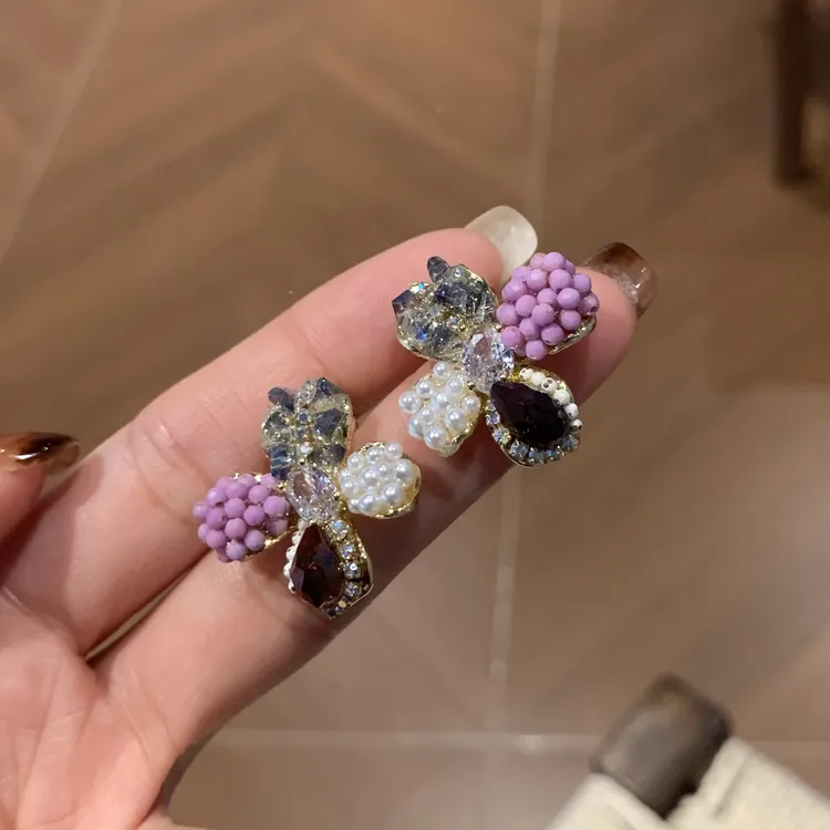 铜合金耳饰 【紫韵花笺】手工温柔吸睛