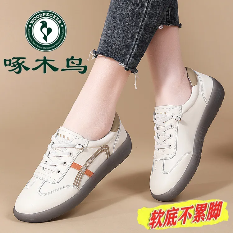 啄木鸟大牌一脚蹬休闲女鞋百搭2025春秋新款牛筋软底防滑百搭单鞋