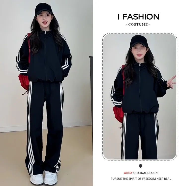 高级感时尚拼接运动套装女2025年春秋新款洋气长袖外套长裤两件套
