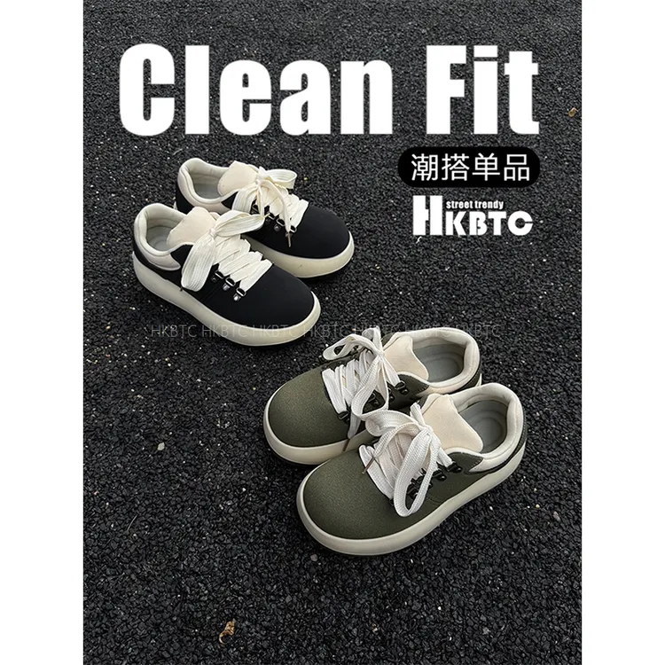HKBTCstreet trendy新款面包板鞋潮流百搭男拼接小众厚底增高板鞋