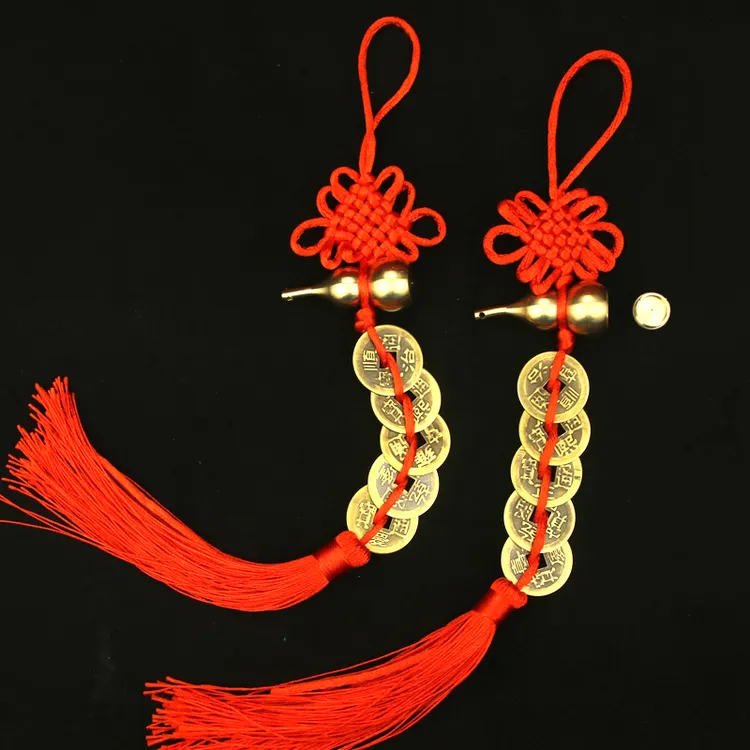 【精品】黄铜葫芦五帝钱手工编织中国结挂饰挂件喜庆吉祥结铜钱串