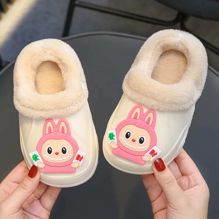 QBZNAHZ/仟百赞EVA亲子卡通棉拖鞋秋冬季加绒保暖防滑可拆卸棉鞋