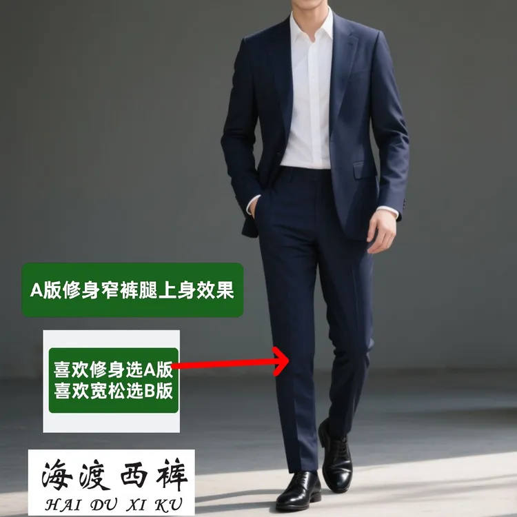 【专柜品牌平替品质精纺100羊毛】修身窄腿裤直筒阔腿裤【藏青藏蓝】