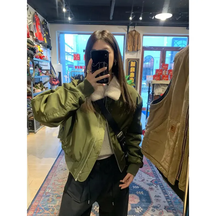2025冬新款美式可拆卸翻领宽松型女棉服休闲百搭飞行夹克加厚韩版