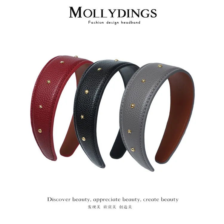 法式欧美风发箍头箍外出百搭皮质复古风朋克风休闲风气质日韩发饰