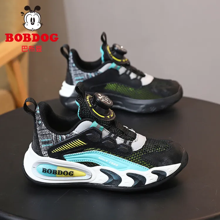 巴布豆男童鞋子夏季2025新款单网透气男大童软底跑步鞋儿童运动鞋