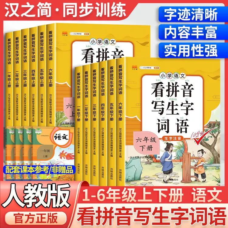 看拼音写生字词语书一二三四五六年级上下册语文专项训练汉之简