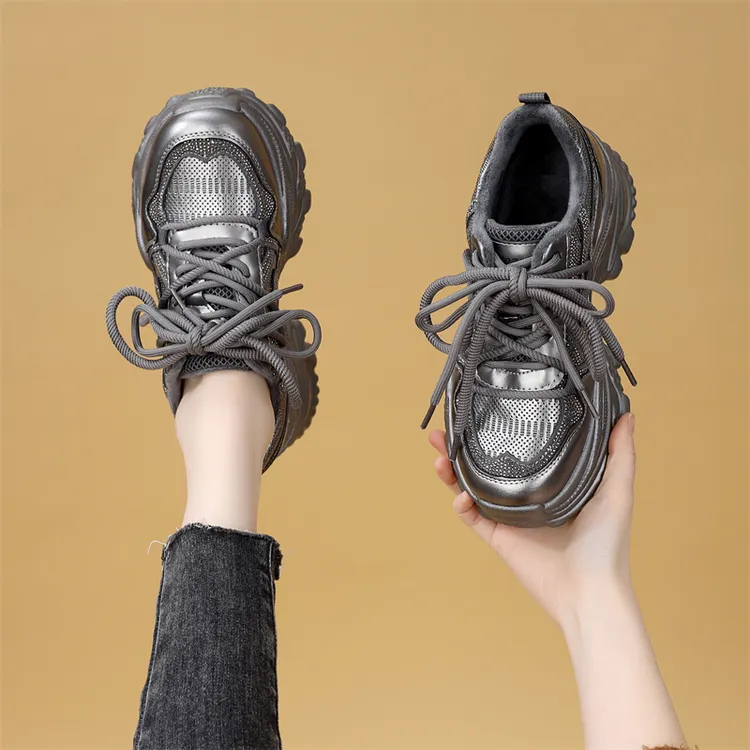 厚底老爹鞋女2025年秋冬季新款增高百搭休闲运动鞋加绒防滑休闲鞋