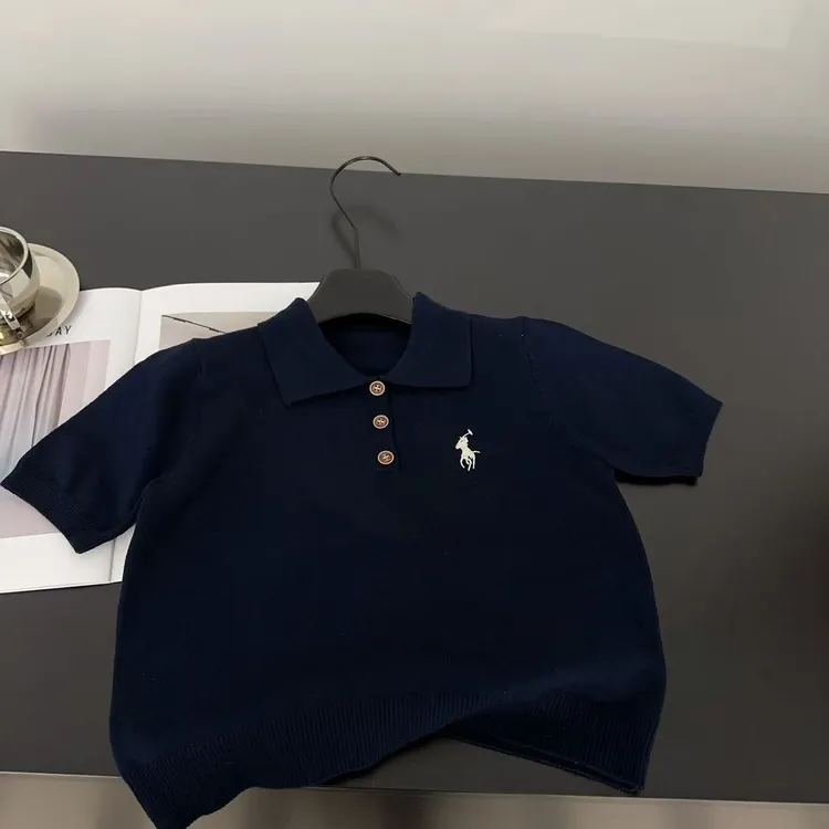【两个小盆友】2025儿童夏季韩版短袖休闲POLO衫针织刺绣时尚5890