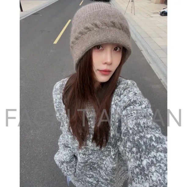 沉静星空亮片编织羊毛加厚双层针织帽冬季户外超保暖包头护耳帽