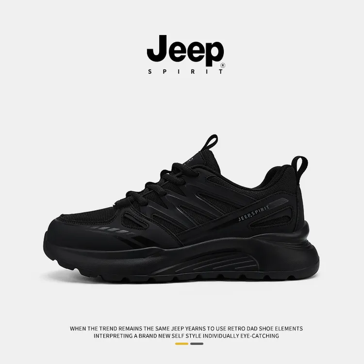JEEPSPIRIT吉普2025秋季简约时尚休闲跑步鞋户外双网软底运动鞋男