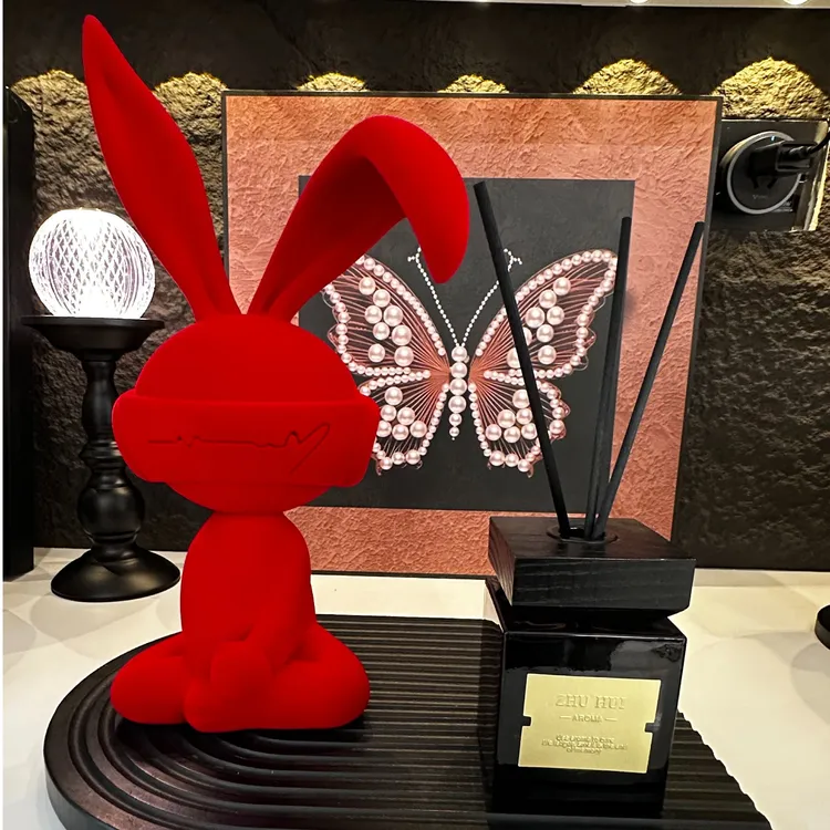 创意入户兔子坐姿摆件卡通创意现代轻奢客厅酒柜电视柜玄关装饰品
