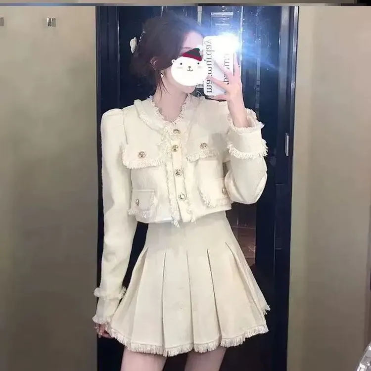 哥弟阿玛施正品2025春秋新款小香风套装裙女秋季轻奢小众长袖外套