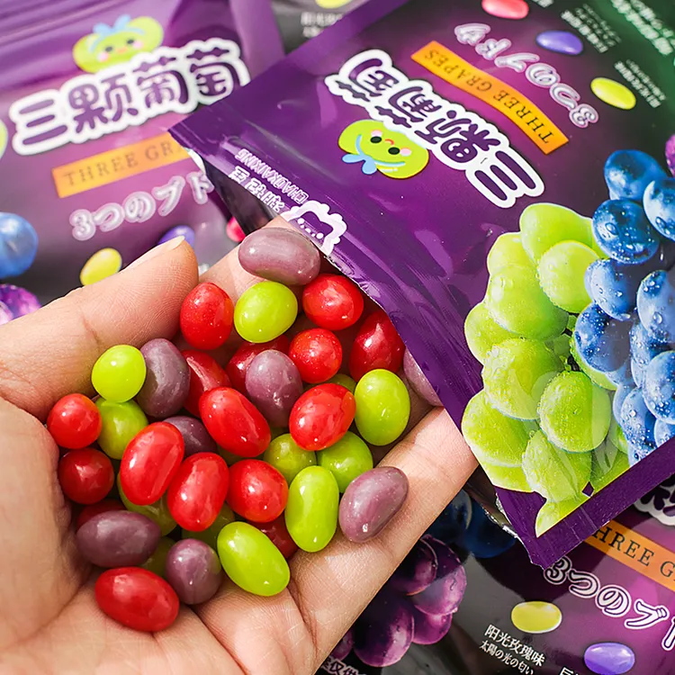 潮铠星三颗葡萄软糖添加浓厚葡萄果汁脆皮软糖休闲零食儿童零食