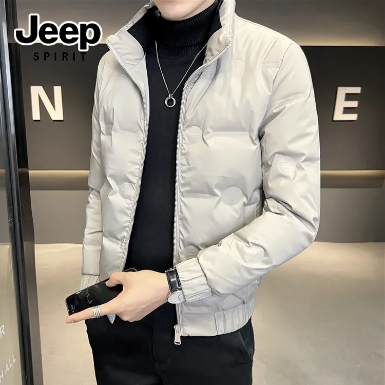 JEEPSPIRIT吉普冬季羽绒服男士轻薄保暖立领冬装白鸭绒高级感男装