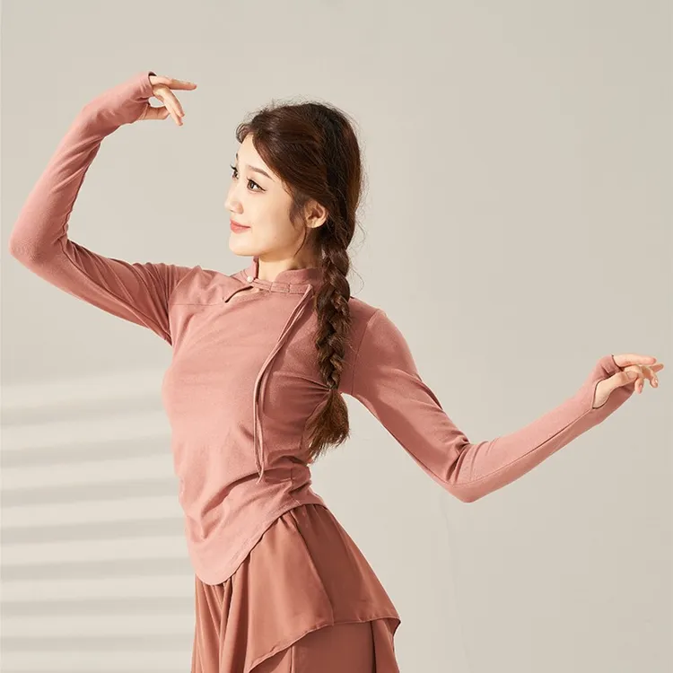 3265长袖 D现代舞练功服修身形体上衣成人女跳舞专用教师古典训练