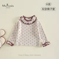 【Ms.Puala甜心】婴幼儿女童长袖T恤小宝满印爱心花边领套头打底衫