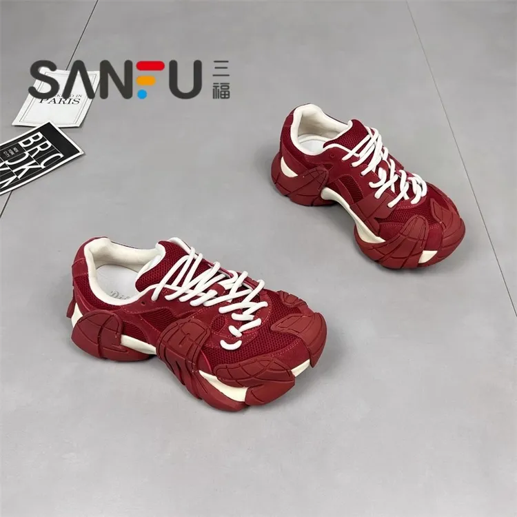 三福欧洲站个性八爪鱼老爹鞋女2025秋季新款潮网面厚底休闲运动鞋