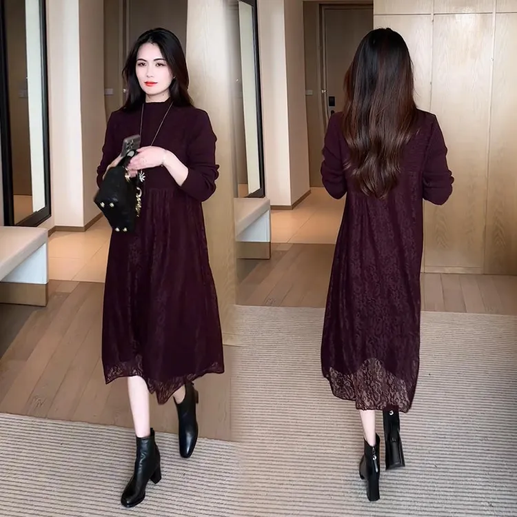 秋冬季连衣裙妈妈高级洋气新款女中年大码气质配大衣打底针织裙子