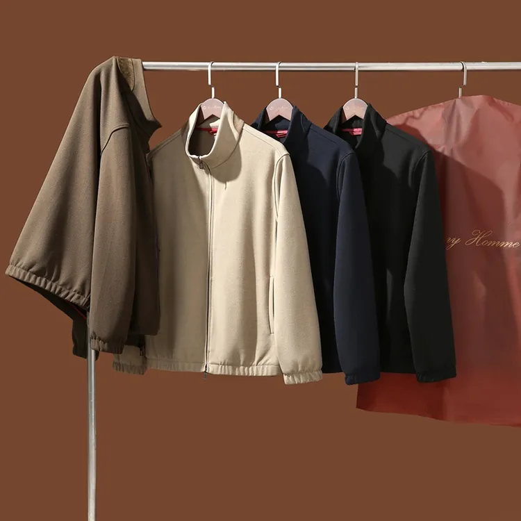 柜13W 意式鼎奢 老钱风 绵羊毛混纺 男士高级立领飞行员夹克外套