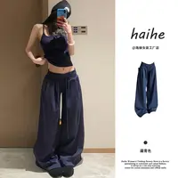 曼巴棉260克 美式复古运动裤女春秋抽绳宽松显瘦直筒垂感休闲HW01