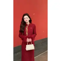 【天地龙鳞】七七很芒新中式刺绣毛毛拼接棉服外套+半身裙XMZH4889