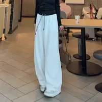 加长版撞色腰头显瘦百搭秋季弯刀阔腿裤女休闲运动香蕉裤宽松卫裤