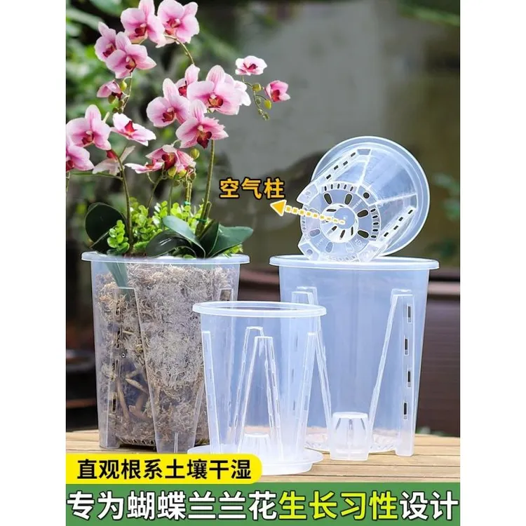 趣植元【拍三发五】加厚蝴蝶兰兰花鲜花透明透气控根盆侧开孔花盆