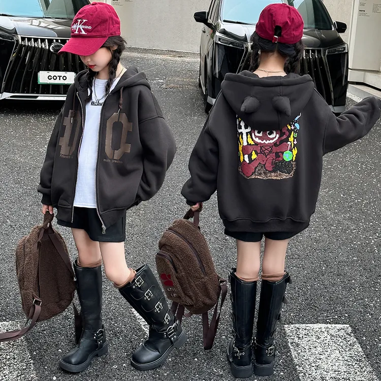 女童外套春秋款2025新款洋气儿童秋装潮酷卫衣宽松棒球服大童上衣