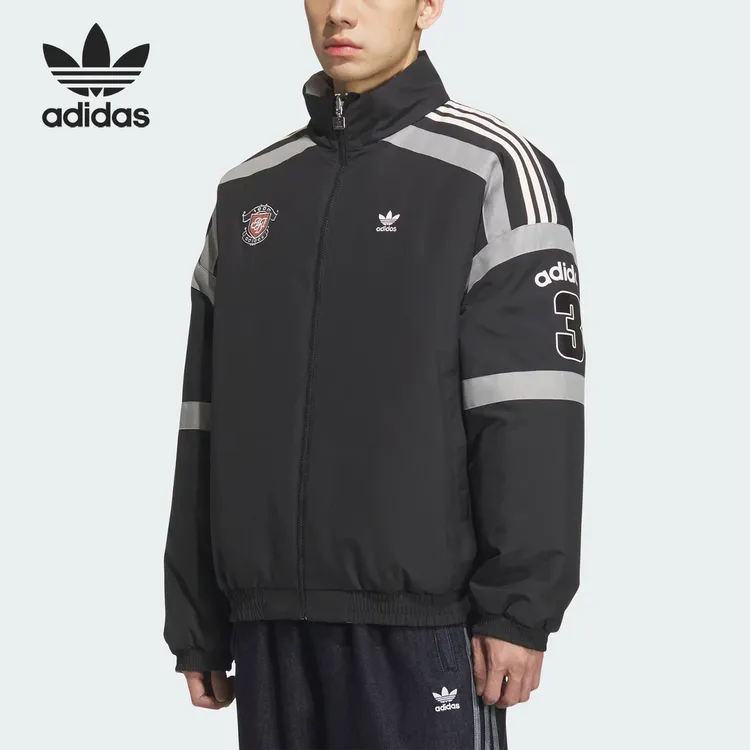 Adidas/阿迪达斯正品三叶草男士双面穿保暖立领棉服KC0093