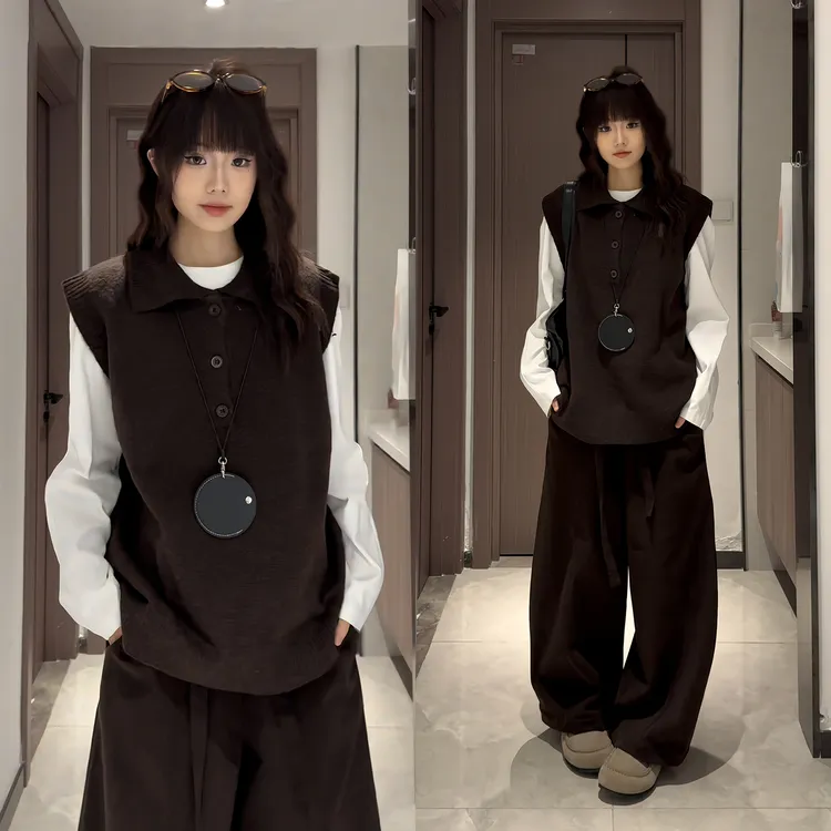 针织背心男秋冬季内搭打底无袖毛衣坎肩亨利领polo衫叠穿马甲线衫