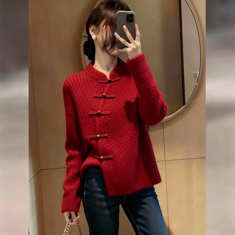 冬季2025新款女装韩系氛围感穿搭针织衫超好看慵懒风显瘦百搭毛衣