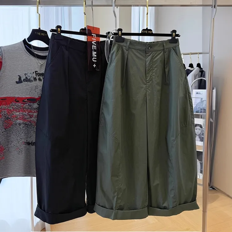 今年流行梧桐裤松弛感慵懒风宽松阔腿裤女夏季工装休闲裤九分裤子