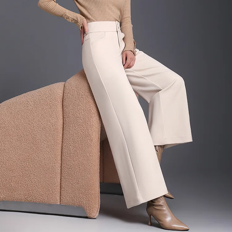 毛呢阔腿裤女宽松直筒裤2025秋冬新款西装裤高腰垂感裤子休闲长裤