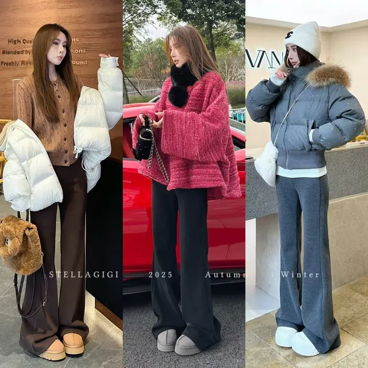 SG / 杨依姗 AW高频神裤 松紧抽绳纯色加绒直筒微喇裤K-20252474