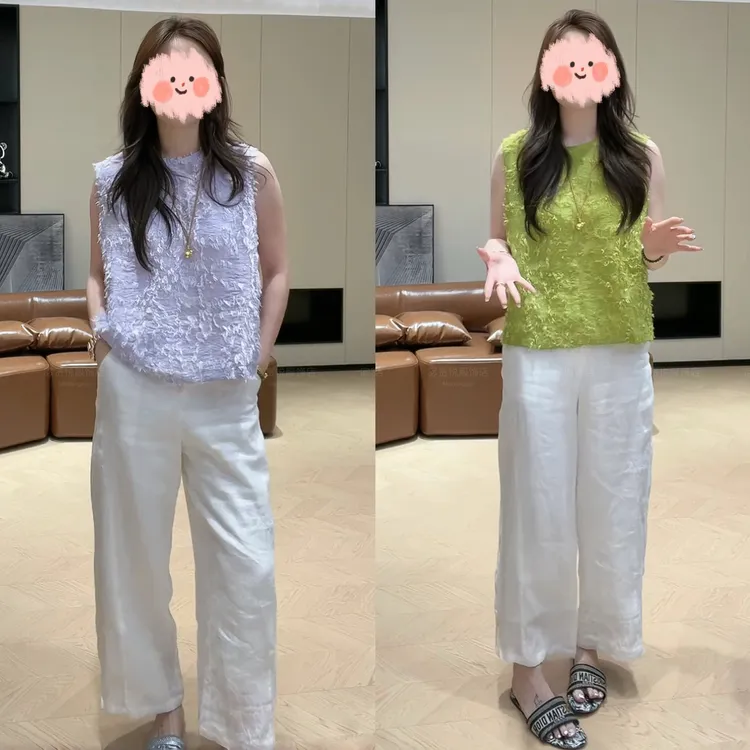 夏季新款新中式剪花流苏洋气无袖时尚上衣设计感百搭阔腿裤套装女