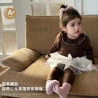 现货【嘿甜心】儿童秋季韩版精致甜美纯色女童家居服套装-26934