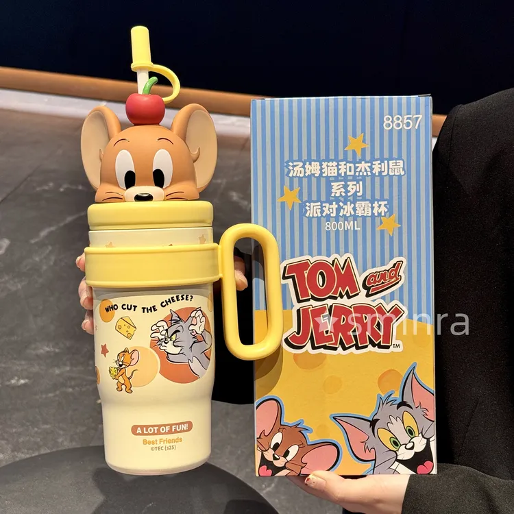 猫和老鼠冰霸杯小学生便捷女可爱斜挎保温杯开学季大容量吸管杯子