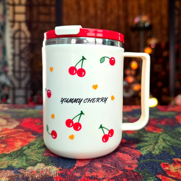 【支持检测】304不锈钢樱桃带盖马克杯喝水杯家用办公室适用