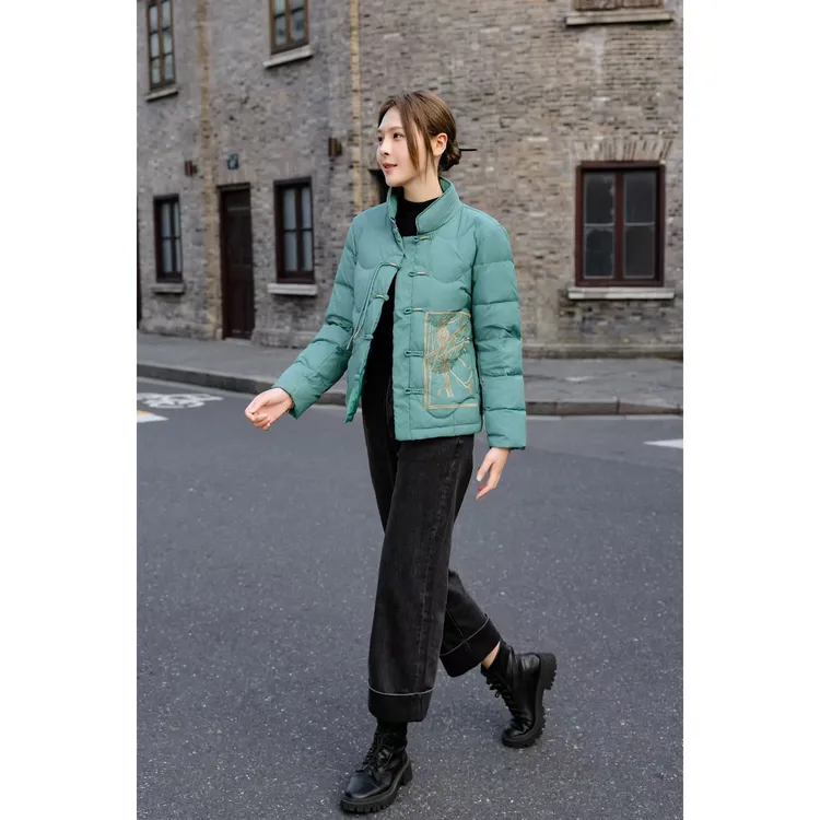 【口袋刺绣羽绒服】新中式国风盘扣流苏冬款白鸭民族风刺绣立领