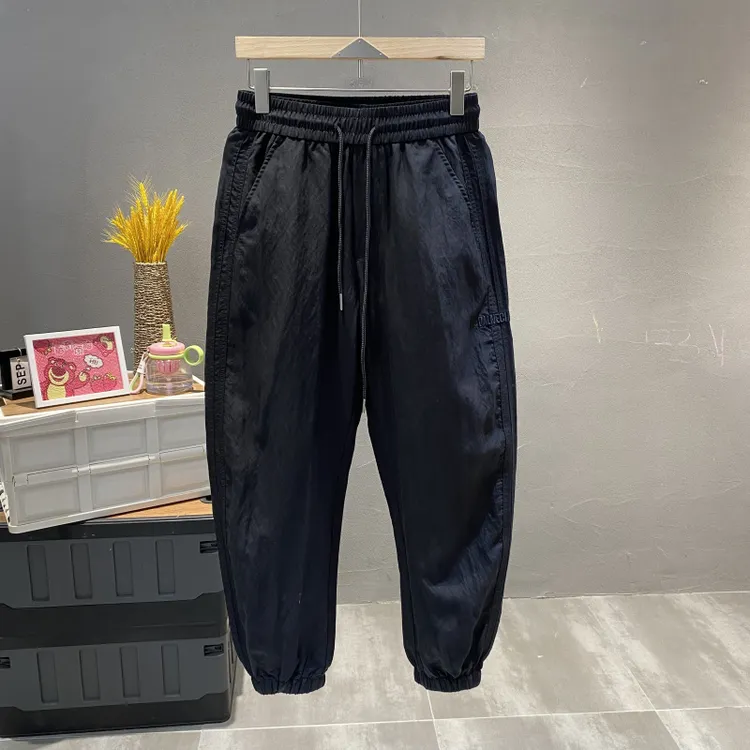 天丝休闲裤2025夏季新款男日系简约垂坠感男薄款凉感宽松束脚裤