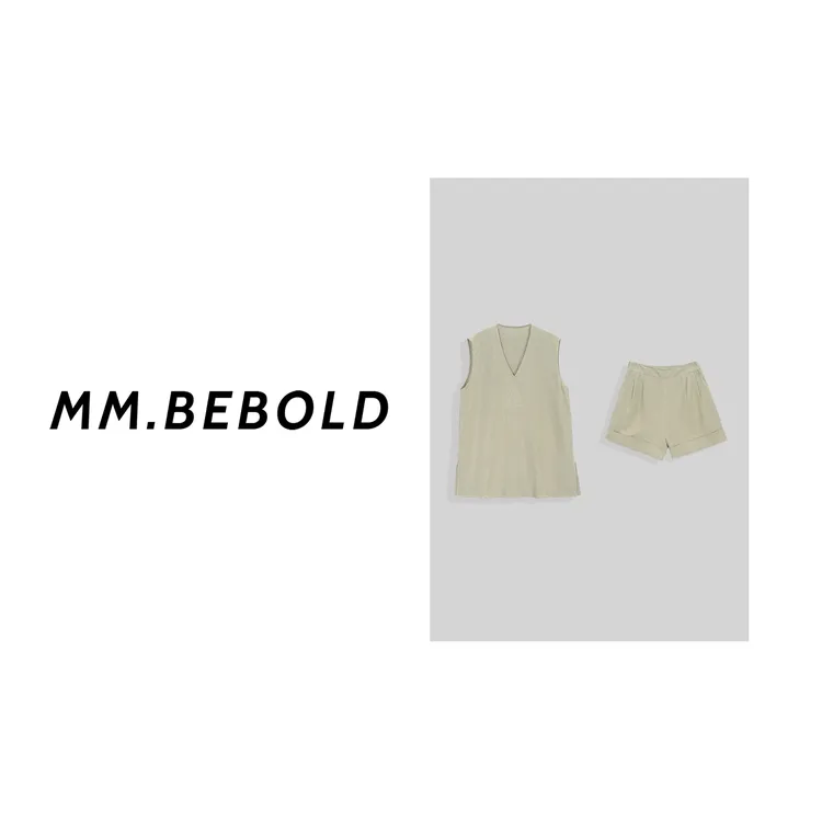 【妙姐精选】半岛铁盒 V领A字背心上衣阔腿短裤套装LZ11070-1